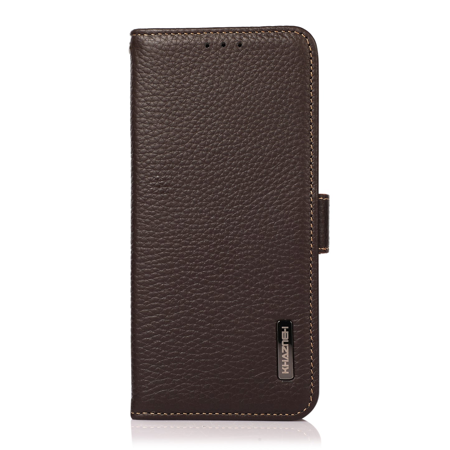 KHAZNEH Top Layer Genuine Leather RFID Blocking Case for Oppo Reno7 SE 5G, Stand Wallet Litchi Texture Phone Cover