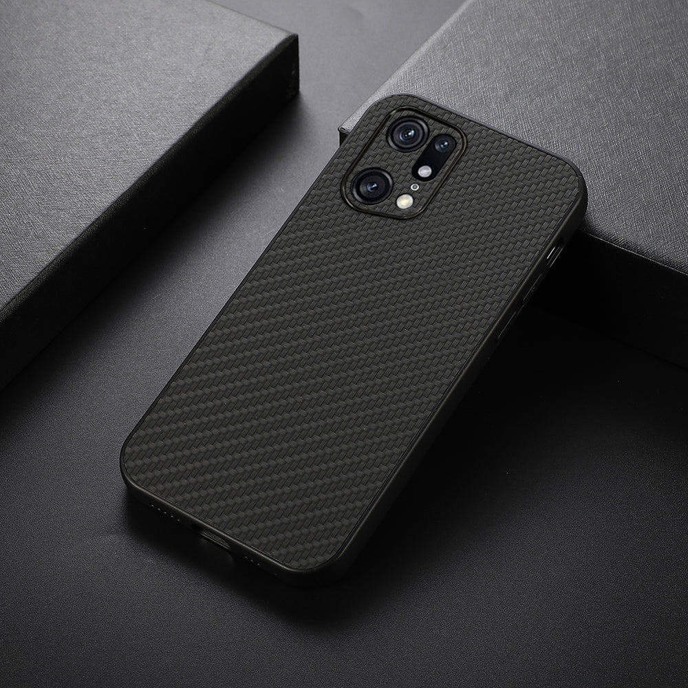 For Oppo Find X5 Pro Carbon Fiber Texture PU Leather Coated Hard PC + Soft TPU Anti-scratch Phone Case