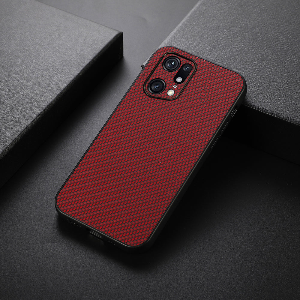 For Oppo Find X5 Pro Carbon Fiber Texture PU Leather Coated Hard PC + Soft TPU Anti-scratch Phone Case