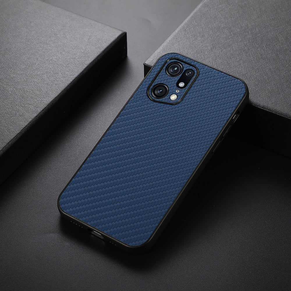 For Oppo Find X5 Pro Carbon Fiber Texture PU Leather Coated Hard PC + Soft TPU Anti-scratch Phone Case