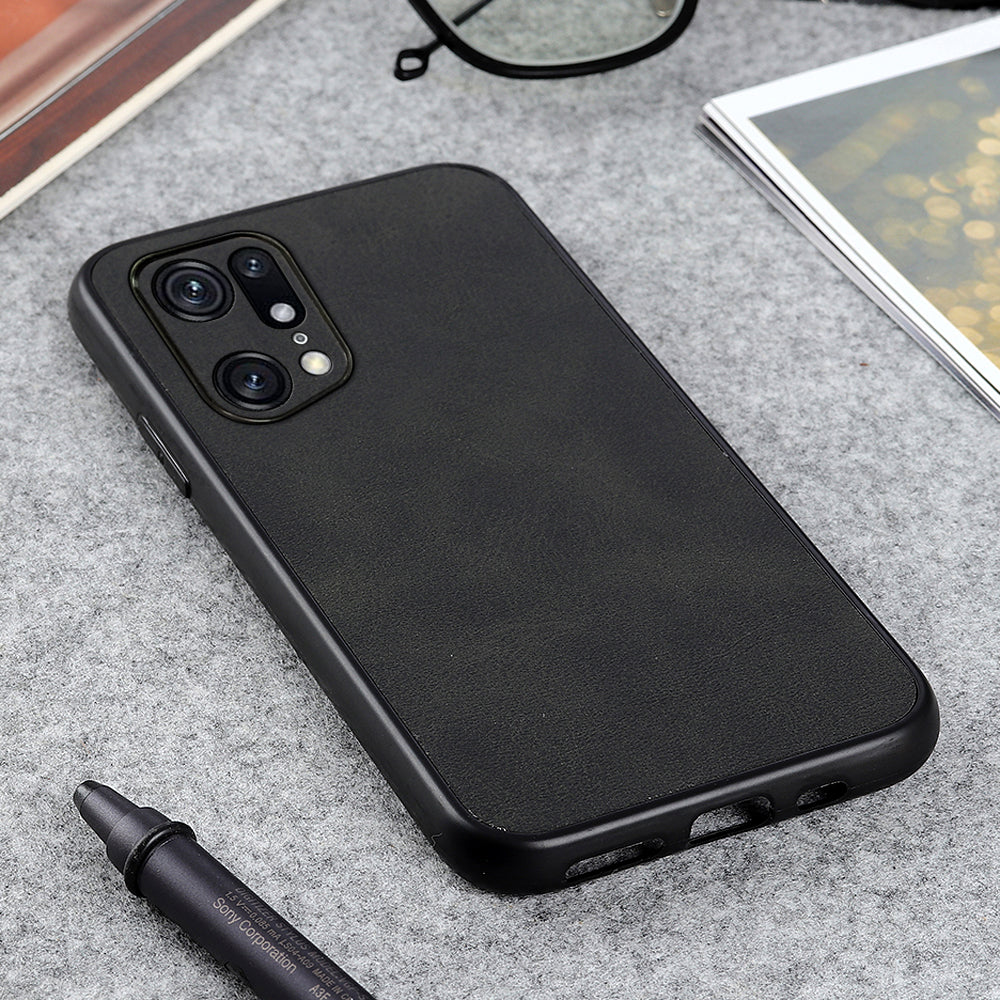 For Oppo Find X5 Pro PU Leather Coating Phone Cover Shockproof Hard PC + Soft TPU Hybrid Case