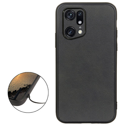 For Oppo Find X5 Pro PU Leather Coating Phone Cover Shockproof Hard PC + Soft TPU Hybrid Case