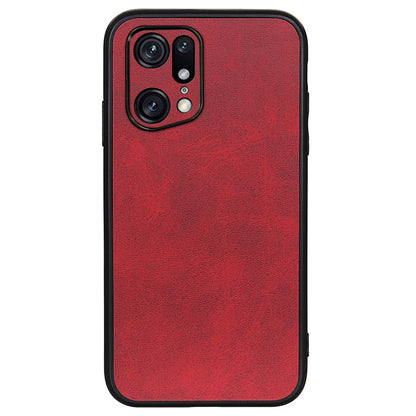 For Oppo Find X5 Pro PU Leather Coating Phone Cover Shockproof Hard PC + Soft TPU Hybrid Case