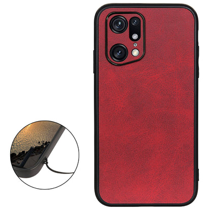 For Oppo Find X5 Pro PU Leather Coating Phone Cover Shockproof Hard PC + Soft TPU Hybrid Case