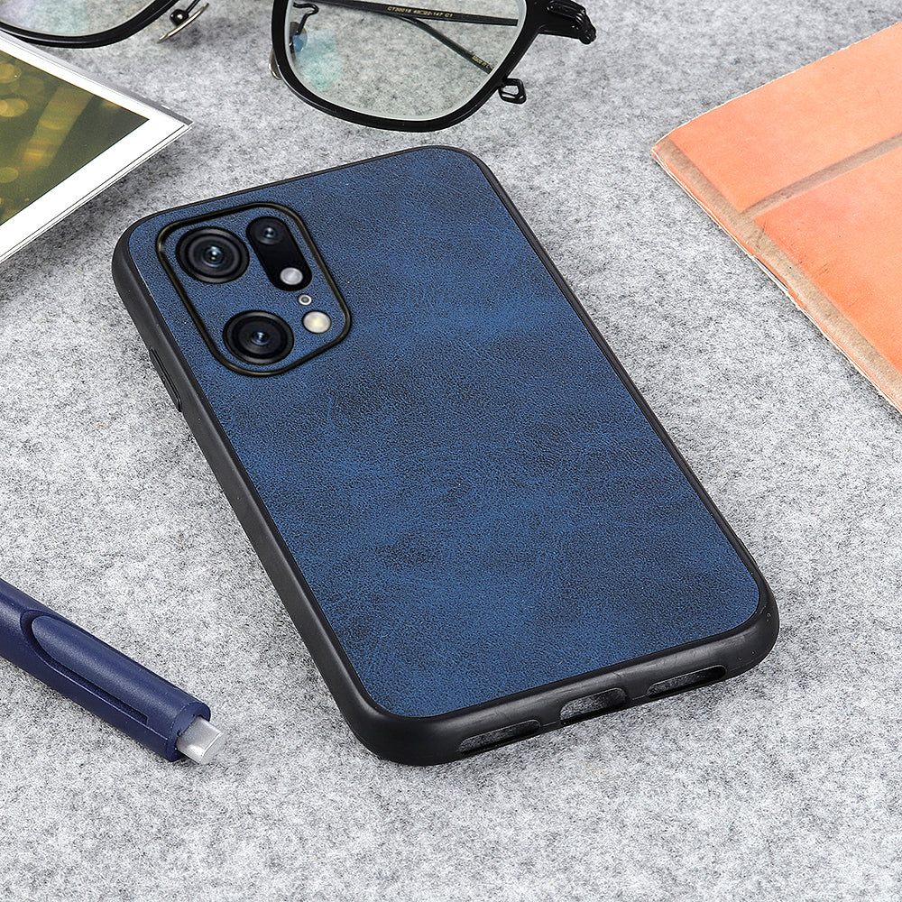 For Oppo Find X5 Pro PU Leather Coating Phone Cover Shockproof Hard PC + Soft TPU Hybrid Case