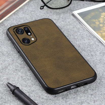 For Oppo Find X5 Pro PU Leather Coating Phone Cover Shockproof Hard PC + Soft TPU Hybrid Case