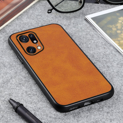 For Oppo Find X5 Pro PU Leather Coating Phone Cover Shockproof Hard PC + Soft TPU Hybrid Case