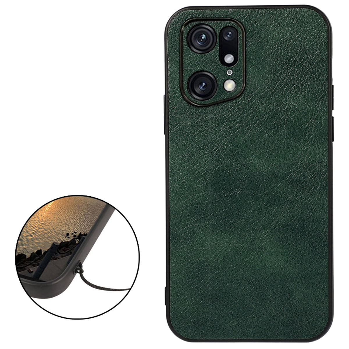 PU Leather Coated TPU + PC Case for Oppo Find X5 Pro, Litchi Texture Mobile Phone Case Protective Cover