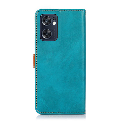 KHAZNEH for Oppo Reno7 SE 5G Scratch-resistant Adjustable Stand Golden Magnetic Clasp PU Leather Phone Cover with Wallet