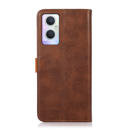 KHAZNEH for Oppo A96 (China)/Reno7 Z 5G/Reno7 Lite/Reno8 Lite 5G/F21 Pro 5G/OnePlus Nord N20 5G Dual-color Design Adjustable Stand Golden Magnetic Clasp PU Leather Cell Phone Case Cover with Wallet