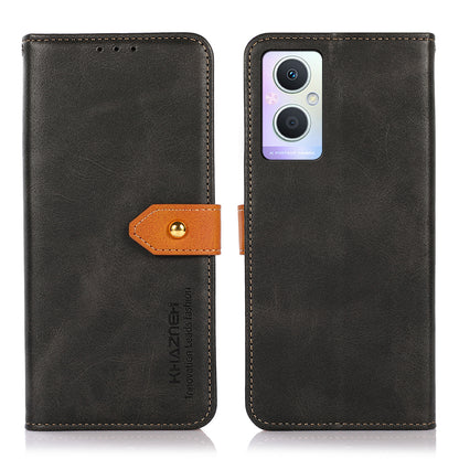 KHAZNEH for Oppo A96 (China)/Reno7 Z 5G/Reno7 Lite/Reno8 Lite 5G/F21 Pro 5G/OnePlus Nord N20 5G Dual-color Design Adjustable Stand Golden Magnetic Clasp PU Leather Cell Phone Case Cover with Wallet