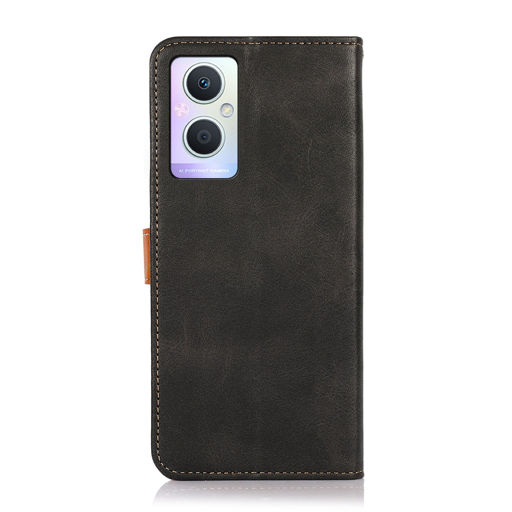 KHAZNEH for Oppo A96 (China)/Reno7 Z 5G/Reno7 Lite/Reno8 Lite 5G/F21 Pro 5G/OnePlus Nord N20 5G Dual-color Design Adjustable Stand Golden Magnetic Clasp PU Leather Cell Phone Case Cover with Wallet