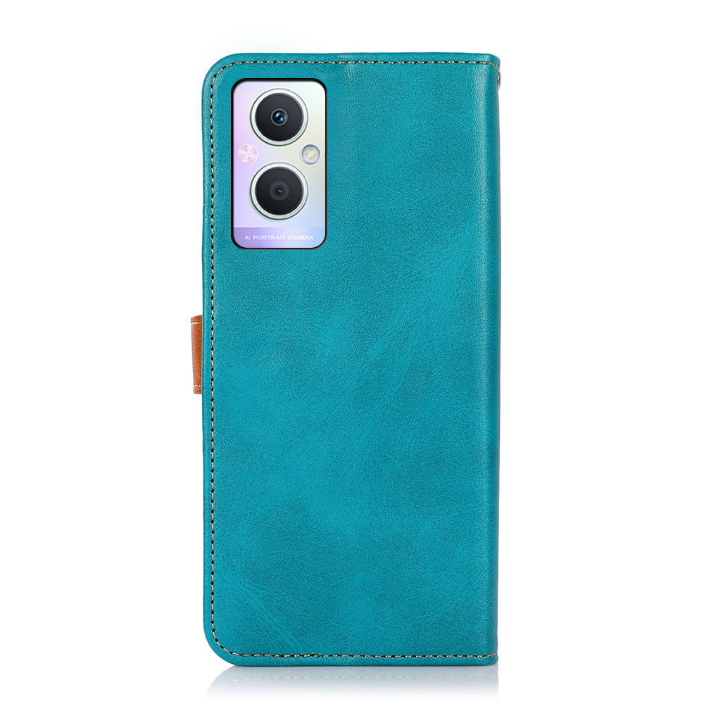 KHAZNEH for Oppo A96 (China)/Reno7 Z 5G/Reno7 Lite/Reno8 Lite 5G/F21 Pro 5G/OnePlus Nord N20 5G Dual-color Design Adjustable Stand Golden Magnetic Clasp PU Leather Cell Phone Case Cover with Wallet