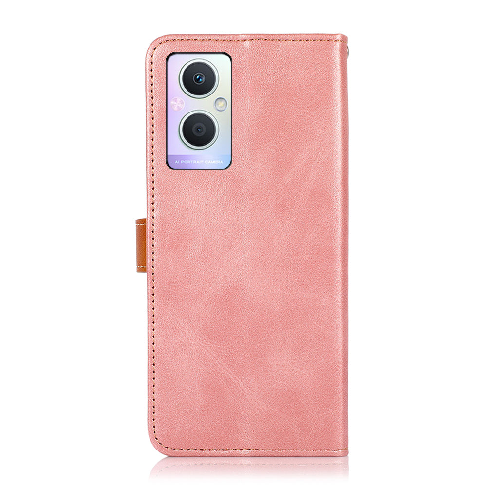 KHAZNEH for Oppo A96 (China)/Reno7 Z 5G/Reno7 Lite/Reno8 Lite 5G/F21 Pro 5G/OnePlus Nord N20 5G Dual-color Design Adjustable Stand Golden Magnetic Clasp PU Leather Cell Phone Case Cover with Wallet