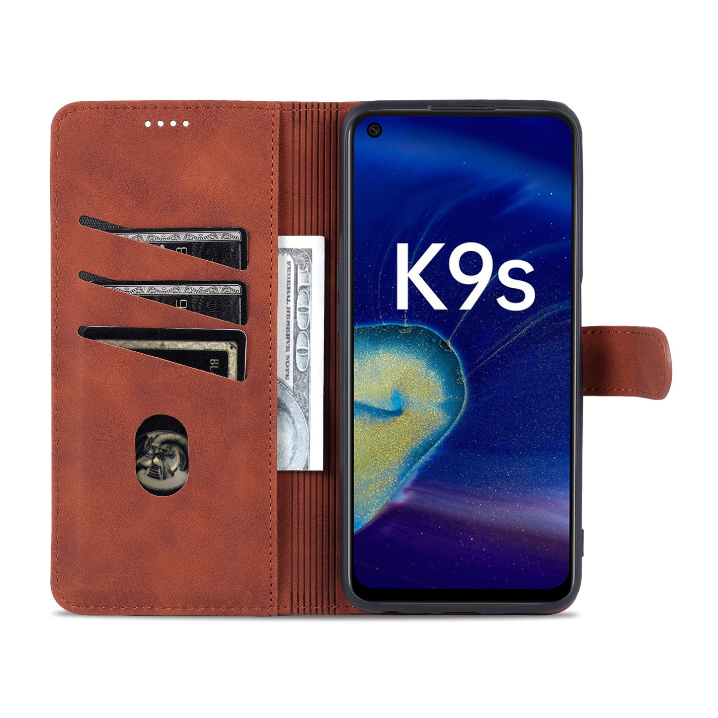 AZNS For Oppo K9s/Realme Q3s Scratch-proof PU Leather Case Wallet Folding Stand Magnetic Flip Cover