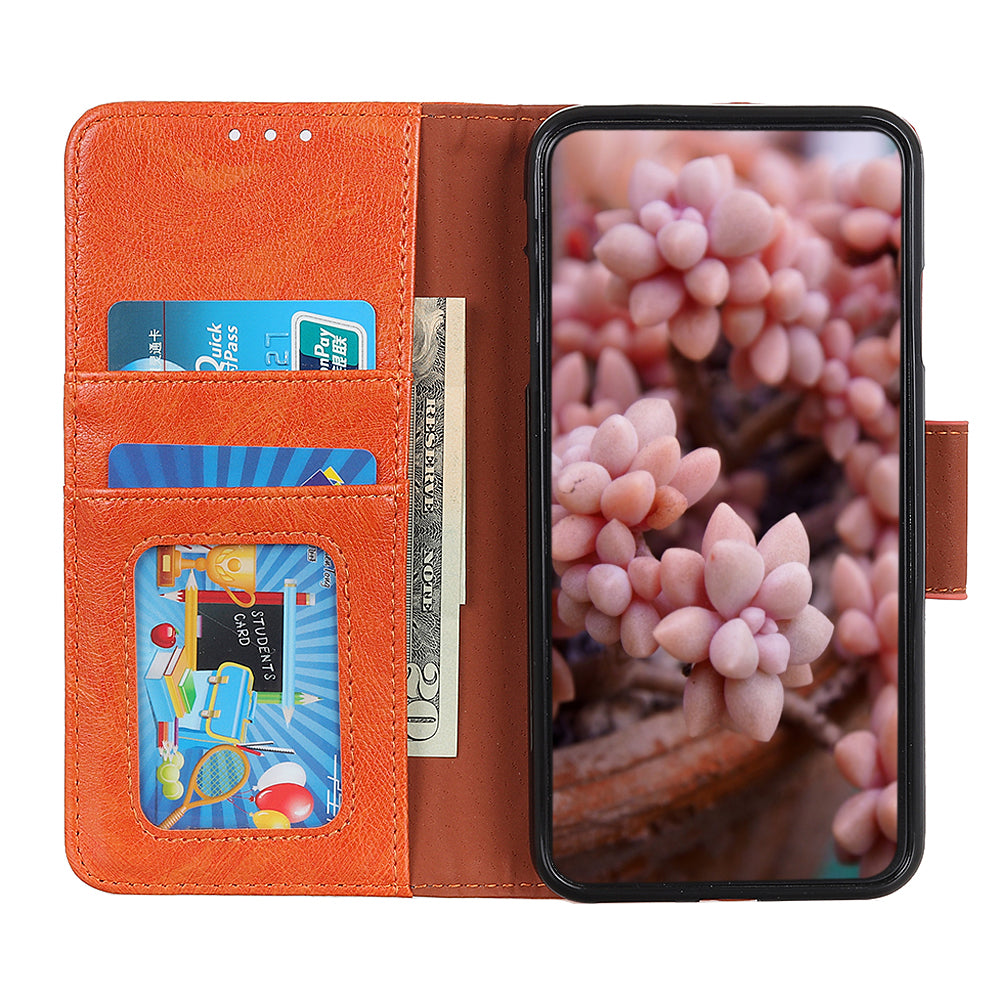 Mobile Phone Case for Oppo Reno7 SE 5G Nappa Texture Split Leather Stand Wallet Dual-sided Magnetic Clasp Phone Shell