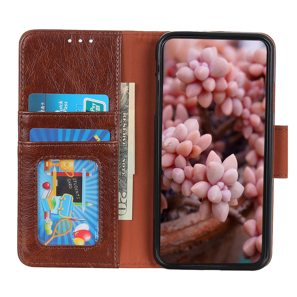 Mobile Phone Case for Oppo Reno7 SE 5G Nappa Texture Split Leather Stand Wallet Dual-sided Magnetic Clasp Phone Shell