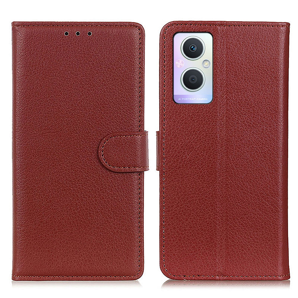 PU Leather + TPU Phone Case for Oppo A96 (China)/Reno7 Z 5G/Reno7 Lite/Reno8 Lite 5G/F21 Pro 5G/OnePlus Nord N20 5G, Litchi Texture Stand Wallet Folio Flip Shell