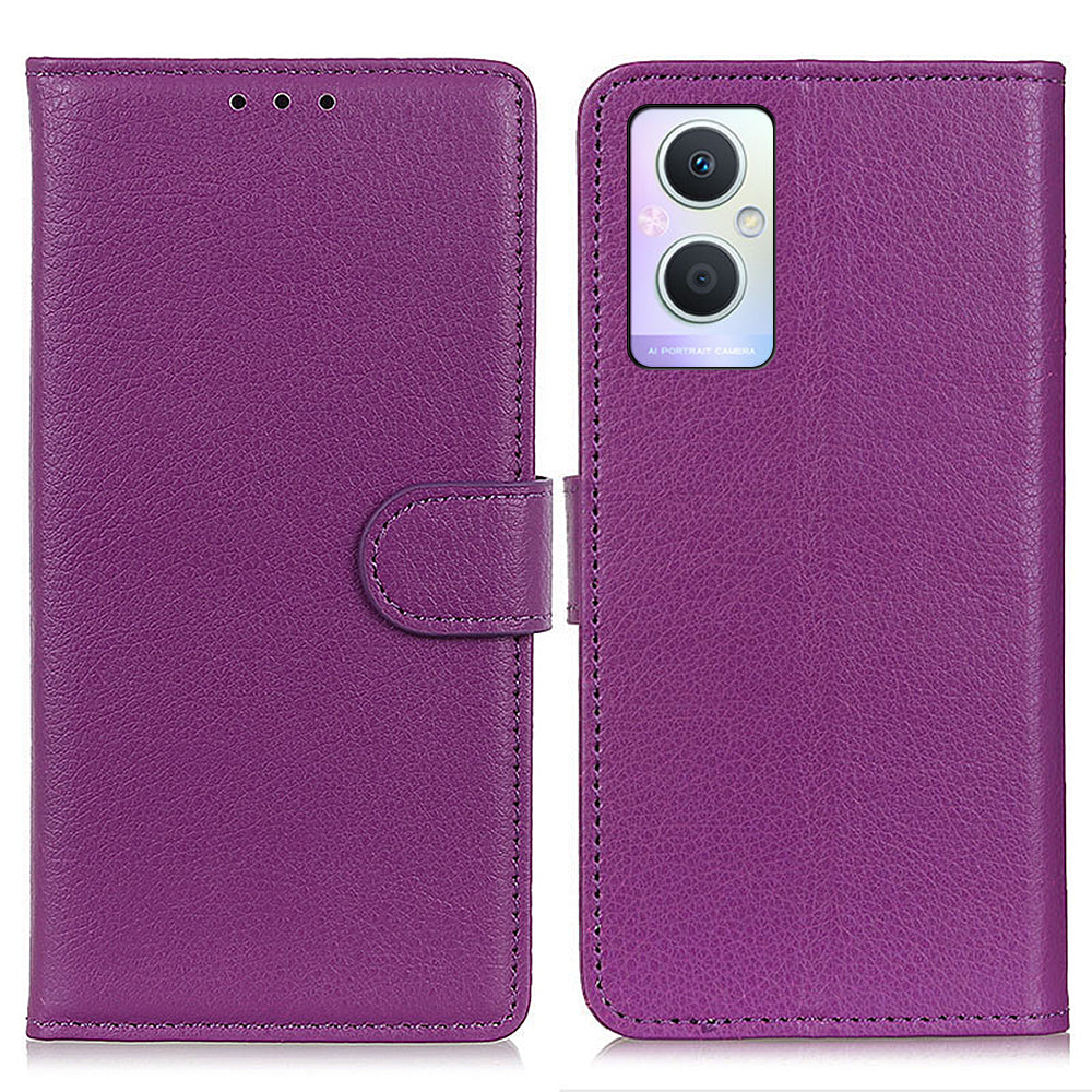 PU Leather + TPU Phone Case for Oppo A96 (China)/Reno7 Z 5G/Reno7 Lite/Reno8 Lite 5G/F21 Pro 5G/OnePlus Nord N20 5G, Litchi Texture Stand Wallet Folio Flip Shell