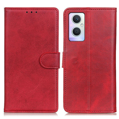 For Oppo A96 (China)/Reno7 Z 5G/Reno7 Lite/Reno8 Lite 5G/F21 Pro 5G/OnePlus Nord N20 5G Textured Leather Cover Magnetic Clasp Phone Case Wallet with Foldable Stand