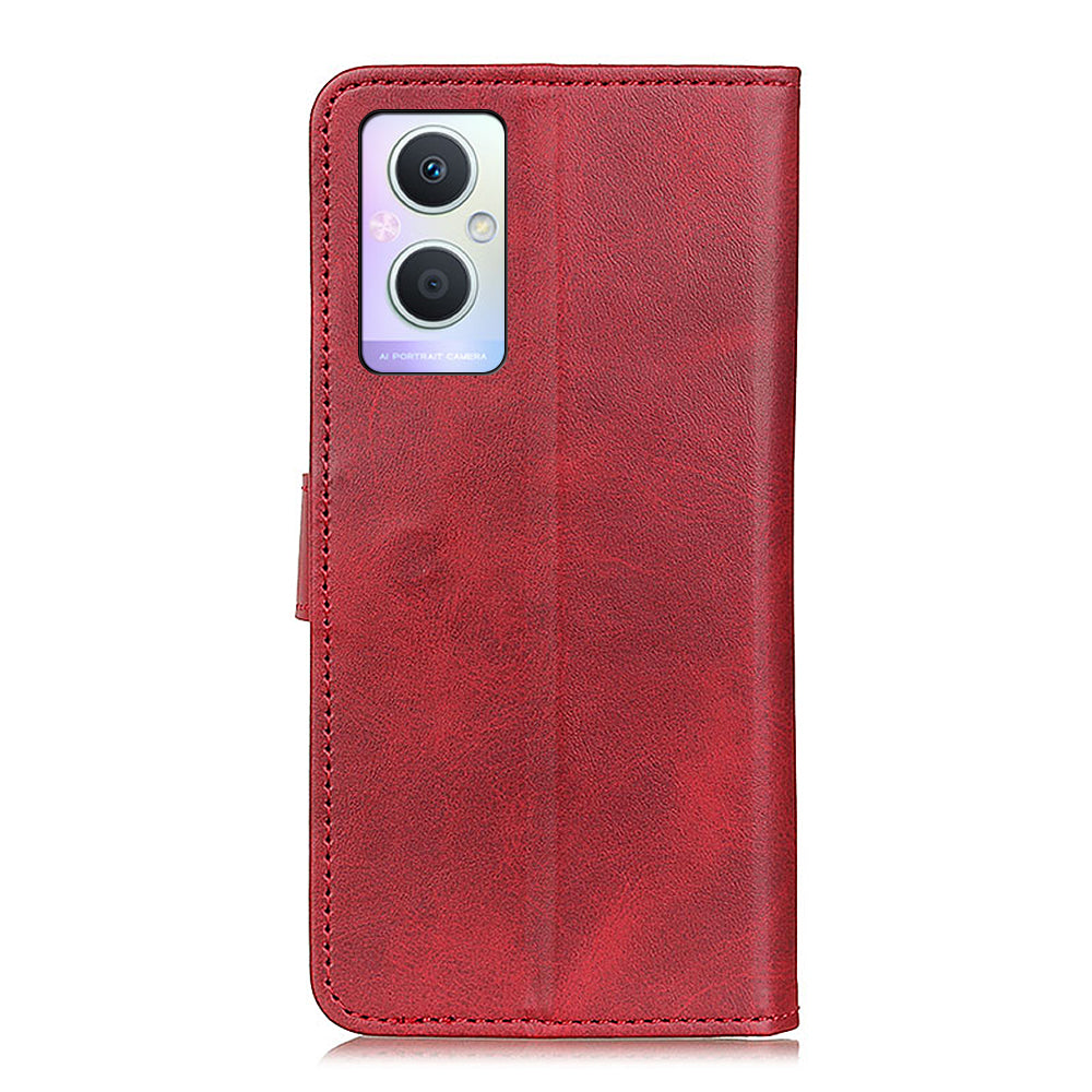 For Oppo A96 (China)/Reno7 Z 5G/Reno7 Lite/Reno8 Lite 5G/F21 Pro 5G/OnePlus Nord N20 5G Textured Leather Cover Magnetic Clasp Phone Case Wallet with Foldable Stand