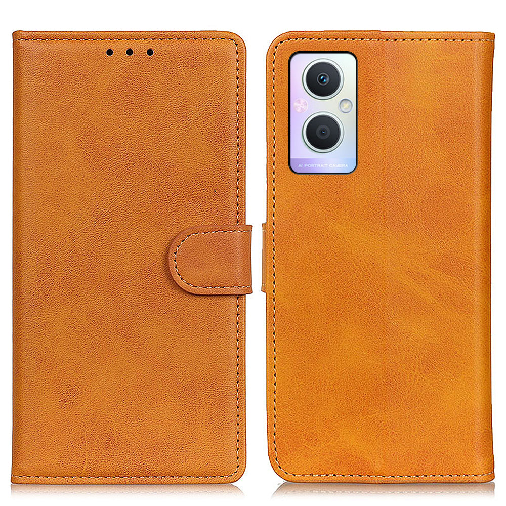 For Oppo A96 (China)/Reno7 Z 5G/Reno7 Lite/Reno8 Lite 5G/F21 Pro 5G/OnePlus Nord N20 5G Textured Leather Cover Magnetic Clasp Phone Case Wallet with Foldable Stand