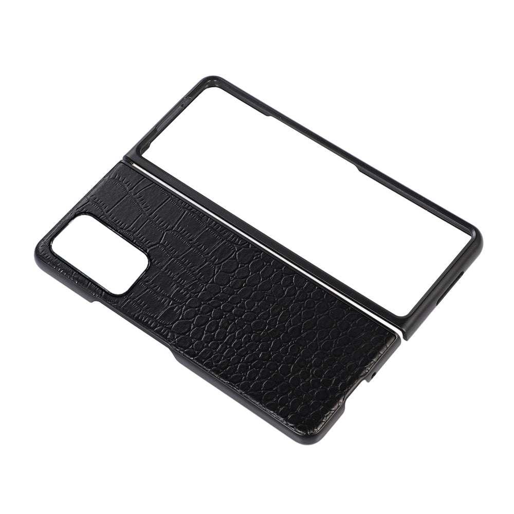 For Oppo Find N Crocodile Texture Folding Phone Case Genuine Cowhide Leather Coated PC + TPU Cover