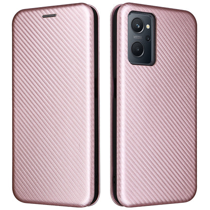 For Realme 9i/Oppo A36 4G/A76 4G Carbon Fiber Texture PU Leather Phone Case Card Slot Stand Cover Shell