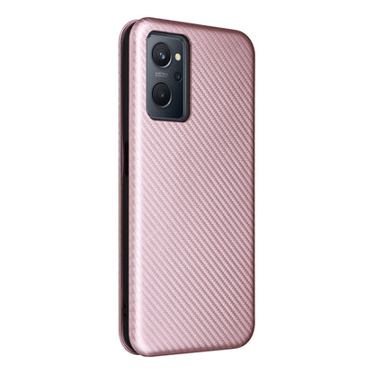 For Realme 9i/Oppo A36 4G/A76 4G Carbon Fiber Texture PU Leather Phone Case Card Slot Stand Cover Shell