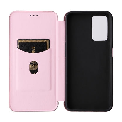 For Realme 9i/Oppo A36 4G/A76 4G Carbon Fiber Texture PU Leather Phone Case Card Slot Stand Cover Shell