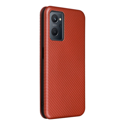 For Realme 9i/Oppo A36 4G/A76 4G Carbon Fiber Texture PU Leather Phone Case Card Slot Stand Cover Shell