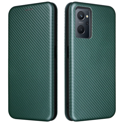 For Realme 9i/Oppo A36 4G/A76 4G Carbon Fiber Texture PU Leather Phone Case Card Slot Stand Cover Shell