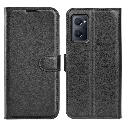 For Realme 9i/Oppo A36 4G/A76 4G Litchi Texture PU Leather Flip Cover Stand Wallet Magnetic Closure Folio Book Phone Case