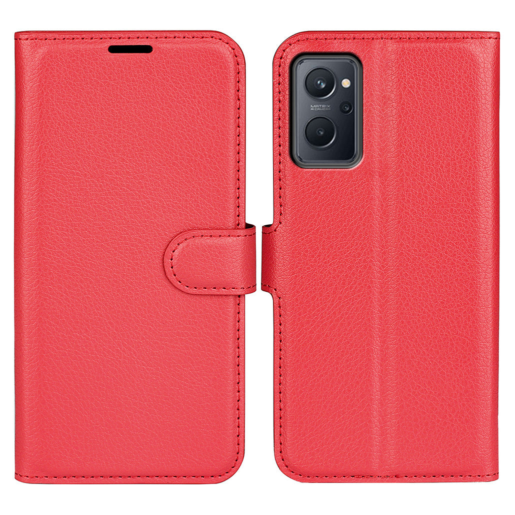 For Realme 9i/Oppo A36 4G/A76 4G Litchi Texture PU Leather Flip Cover Stand Wallet Magnetic Closure Folio Book Phone Case