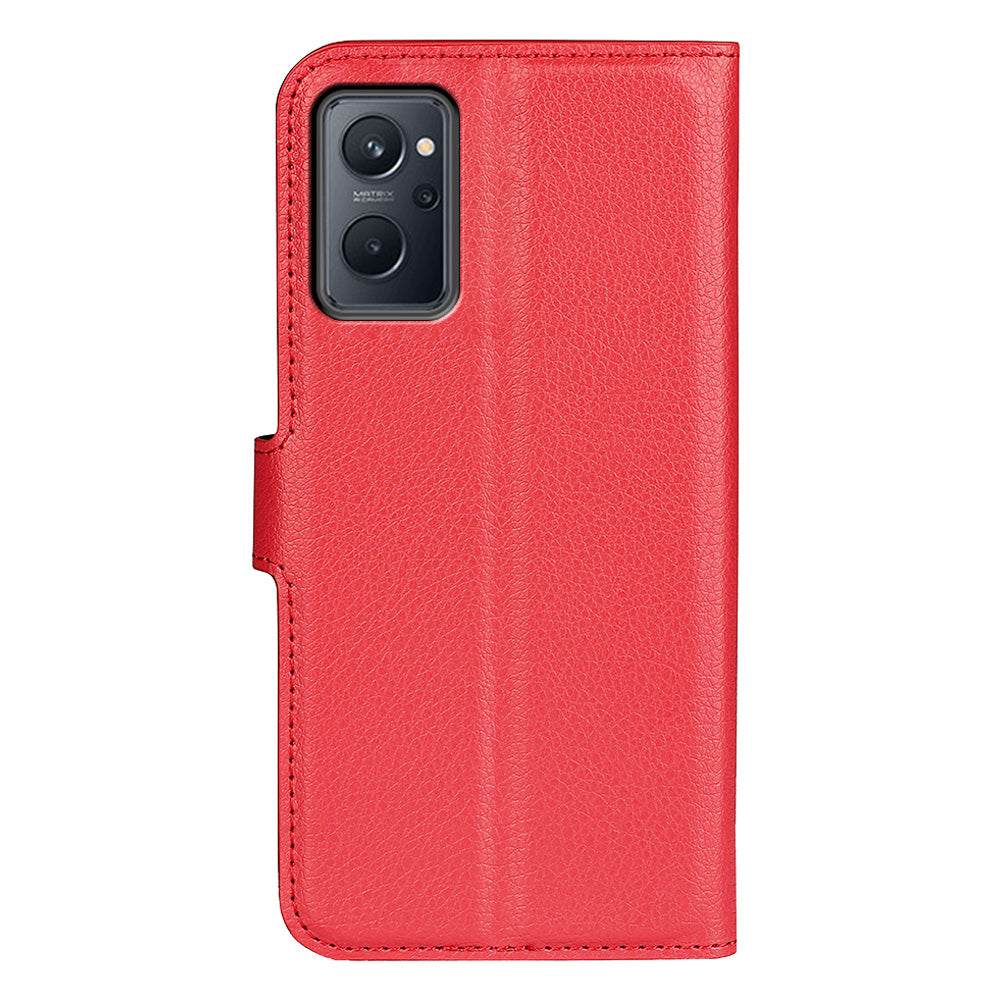 For Realme 9i/Oppo A36 4G/A76 4G Litchi Texture PU Leather Flip Cover Stand Wallet Magnetic Closure Folio Book Phone Case