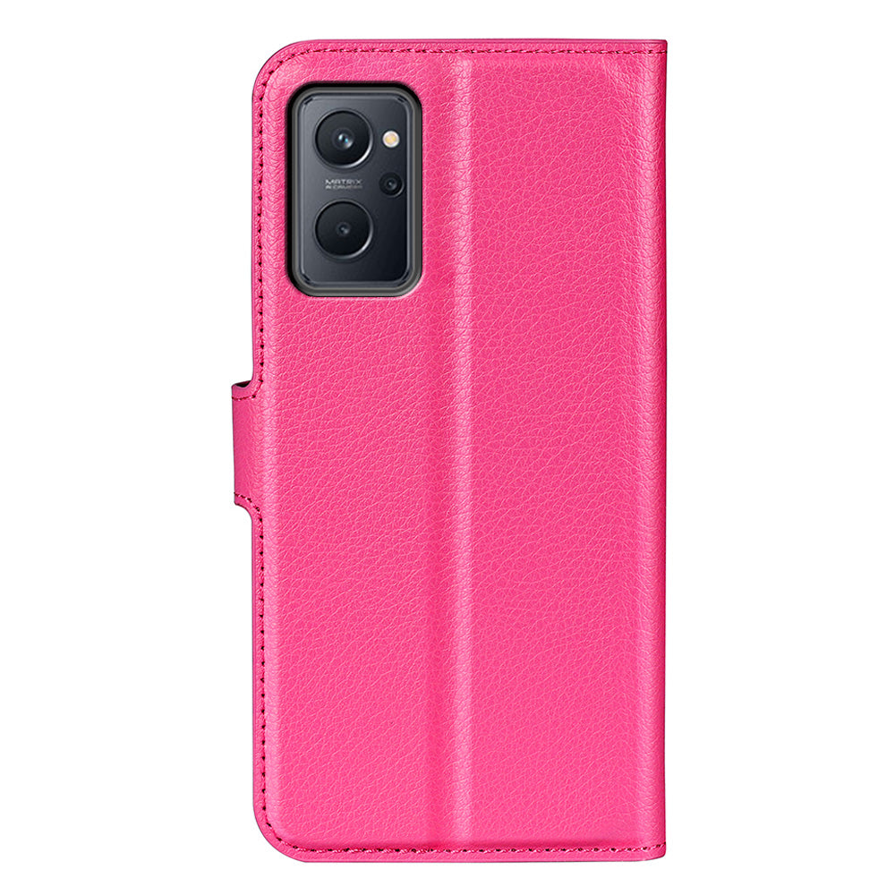 For Realme 9i/Oppo A36 4G/A76 4G Litchi Texture PU Leather Flip Cover Stand Wallet Magnetic Closure Folio Book Phone Case