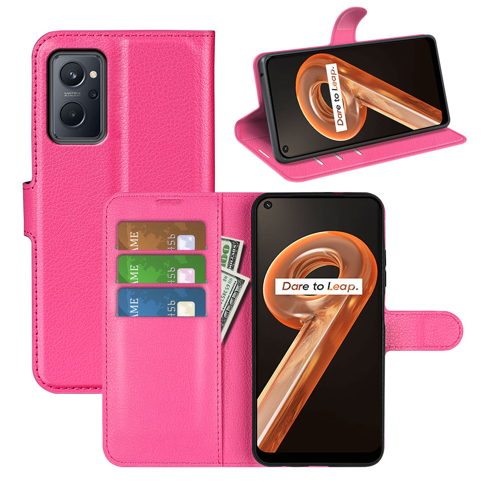 For Realme 9i/Oppo A36 4G/A76 4G Litchi Texture PU Leather Flip Cover Stand Wallet Magnetic Closure Folio Book Phone Case