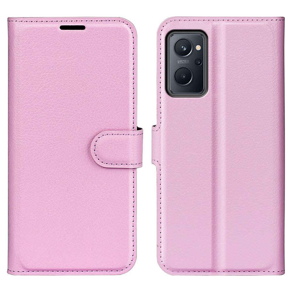 For Realme 9i/Oppo A36 4G/A76 4G Litchi Texture PU Leather Flip Cover Stand Wallet Magnetic Closure Folio Book Phone Case