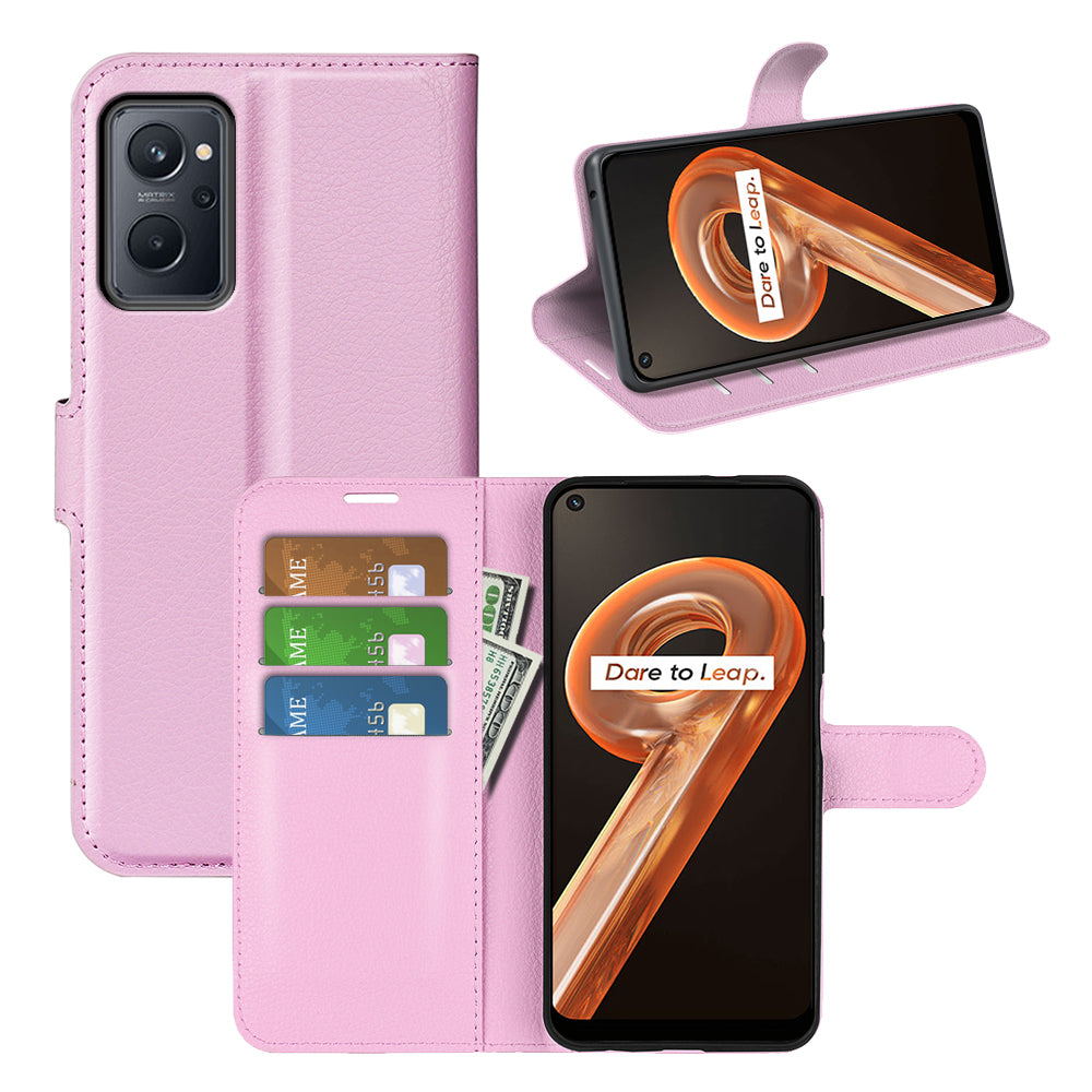 For Realme 9i/Oppo A36 4G/A76 4G Litchi Texture PU Leather Flip Cover Stand Wallet Magnetic Closure Folio Book Phone Case