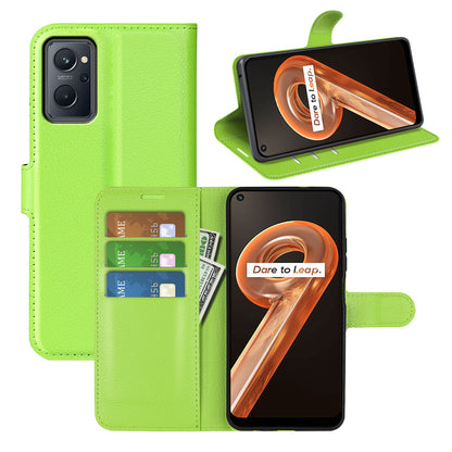 For Realme 9i/Oppo A36 4G/A76 4G Litchi Texture PU Leather Flip Cover Stand Wallet Magnetic Closure Folio Book Phone Case