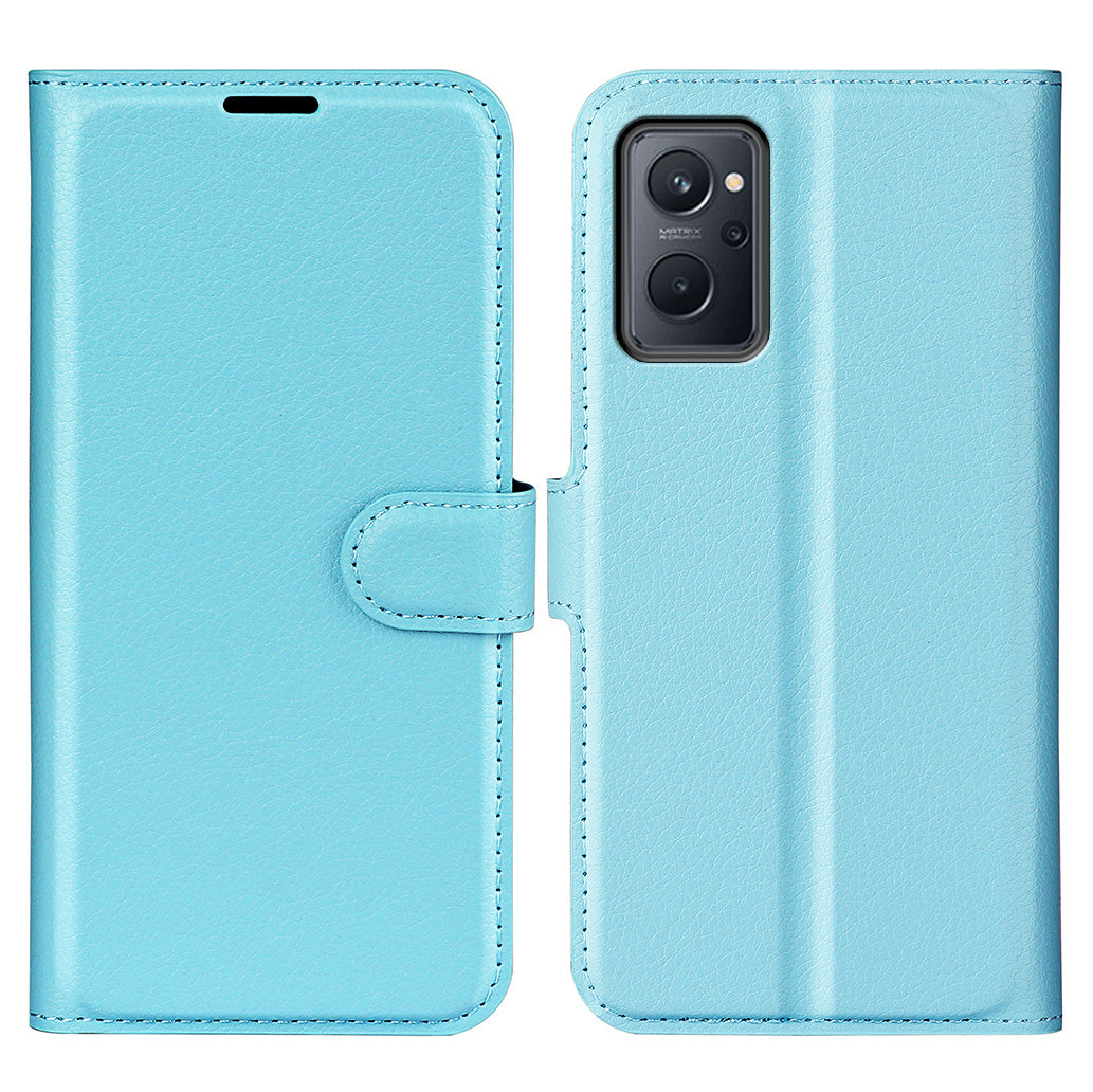 For Realme 9i/Oppo A36 4G/A76 4G Litchi Texture PU Leather Flip Cover Stand Wallet Magnetic Closure Folio Book Phone Case