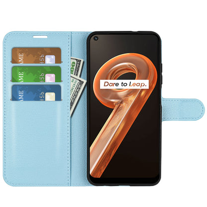 For Realme 9i/Oppo A36 4G/A76 4G Litchi Texture PU Leather Flip Cover Stand Wallet Magnetic Closure Folio Book Phone Case