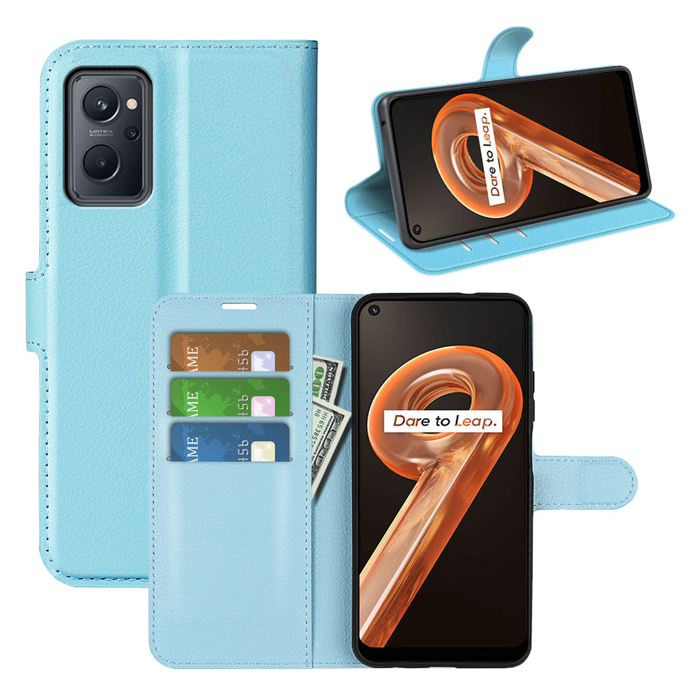 For Realme 9i/Oppo A36 4G/A76 4G Litchi Texture PU Leather Flip Cover Stand Wallet Magnetic Closure Folio Book Phone Case