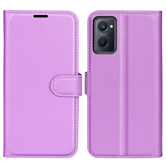 For Realme 9i/Oppo A36 4G/A76 4G Litchi Texture PU Leather Flip Cover Stand Wallet Magnetic Closure Folio Book Phone Case