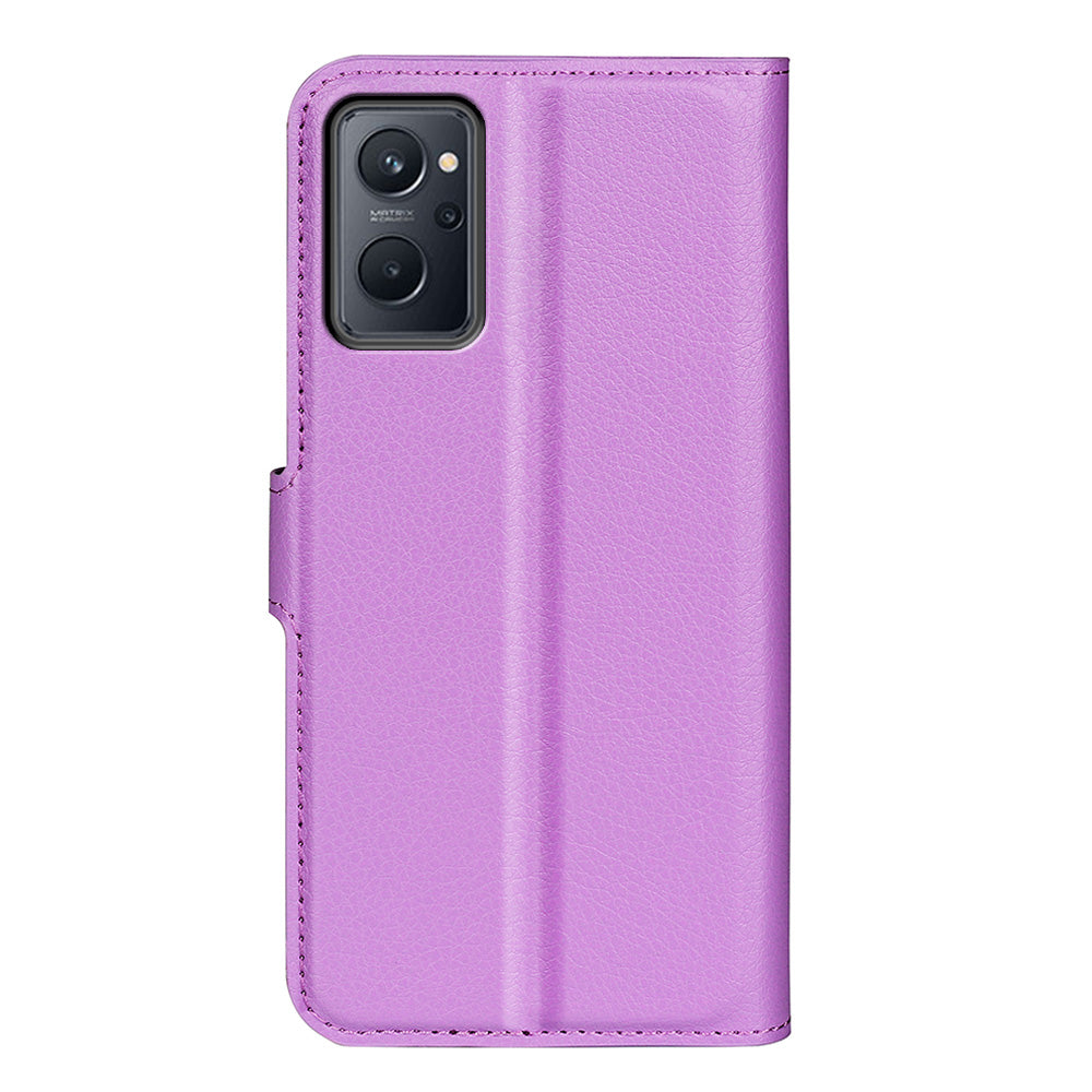 For Realme 9i/Oppo A36 4G/A76 4G Litchi Texture PU Leather Flip Cover Stand Wallet Magnetic Closure Folio Book Phone Case