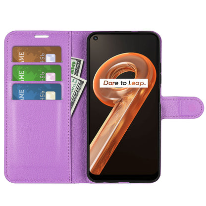 For Realme 9i/Oppo A36 4G/A76 4G Litchi Texture PU Leather Flip Cover Stand Wallet Magnetic Closure Folio Book Phone Case