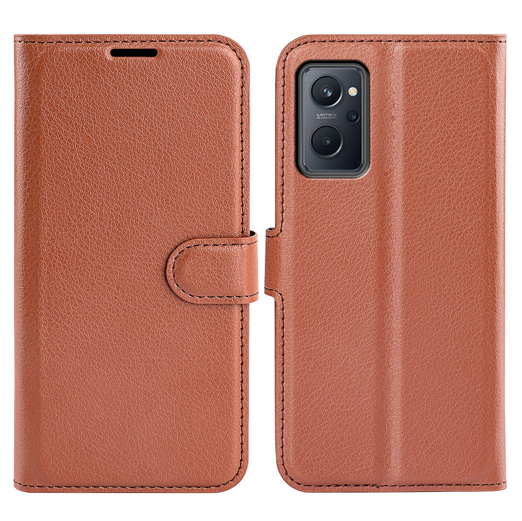 For Realme 9i/Oppo A36 4G/A76 4G Litchi Texture PU Leather Flip Cover Stand Wallet Magnetic Closure Folio Book Phone Case