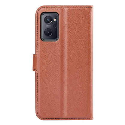 For Realme 9i/Oppo A36 4G/A76 4G Litchi Texture PU Leather Flip Cover Stand Wallet Magnetic Closure Folio Book Phone Case