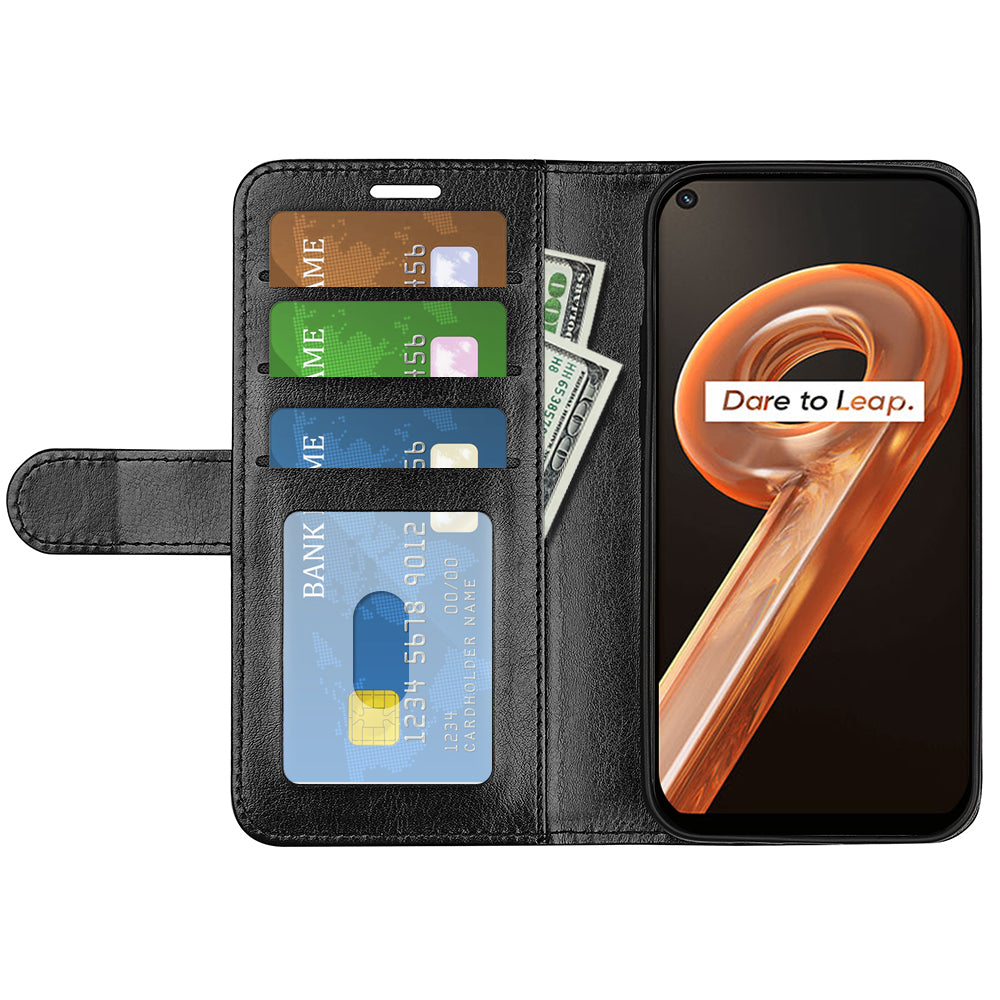 For Realme 9i/Oppo A36 4G/A76 4G Crazy Horse Texture Folio Flip Wallet Case PU Leather Stand Full Protection Phone Cover