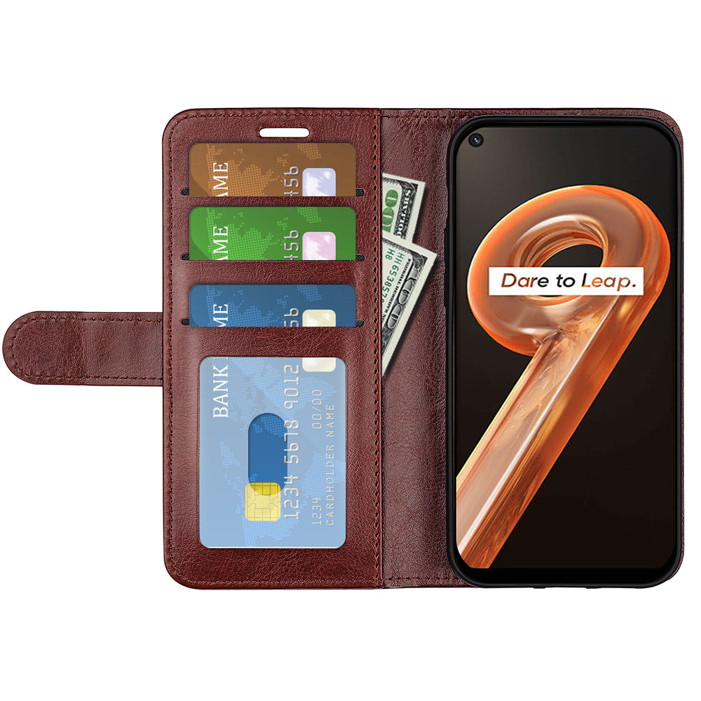 For Realme 9i/Oppo A36 4G/A76 4G Crazy Horse Texture Folio Flip Wallet Case PU Leather Stand Full Protection Phone Cover